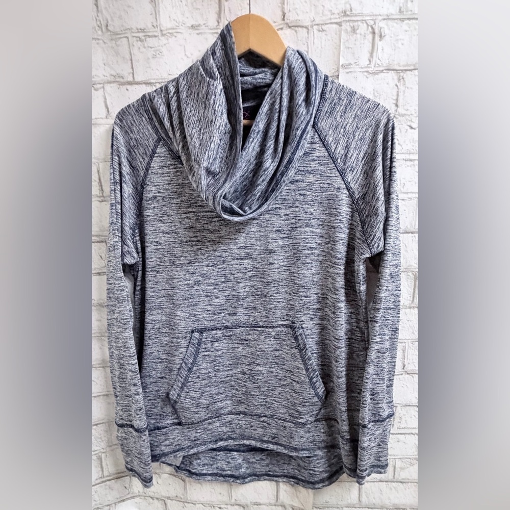 ACX Women’s Cowl Neck Pullover Sweatshirt Blue & White